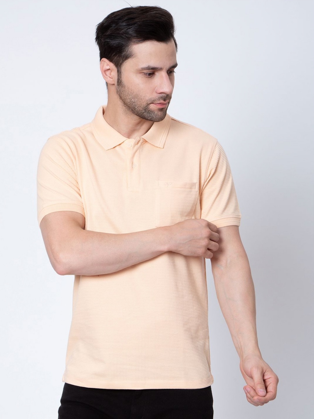 

Sparky Men Polo Collar Pockets Slim Fit T-shirt, Orange
