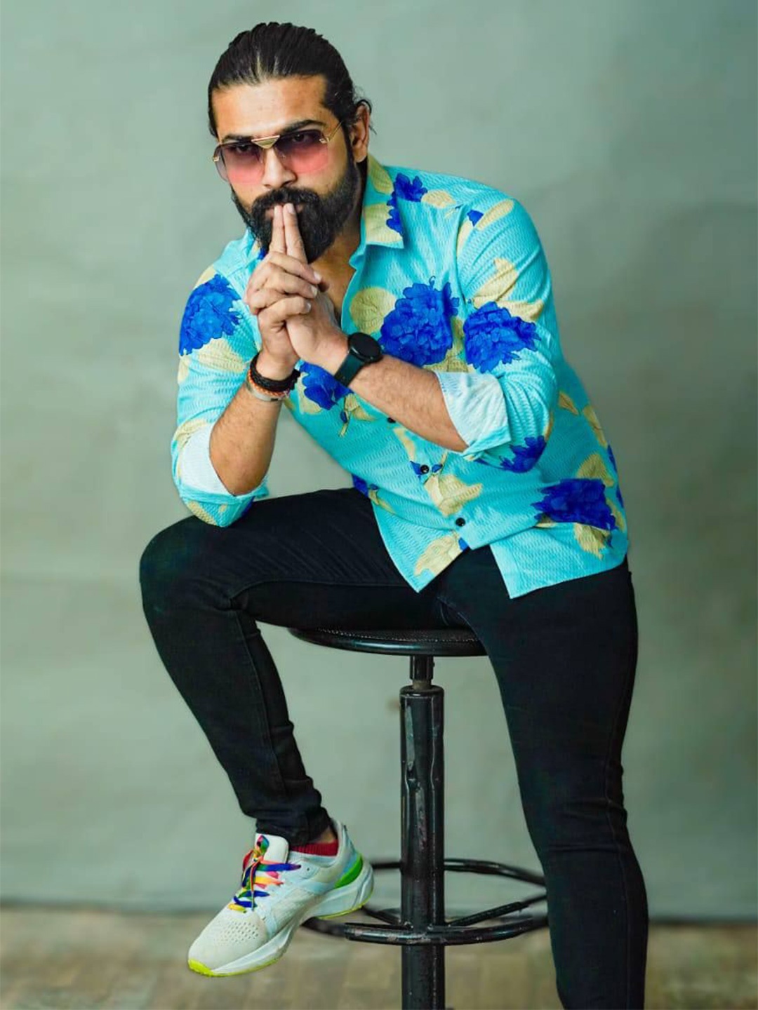 

Bombay Begum Men Tartan Checks Opaque Printed Casual Shirt, Blue