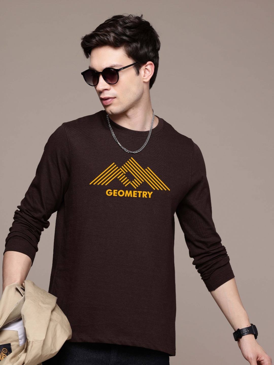 

Moda Rapido Men Printed T-shirt, Coffee brown