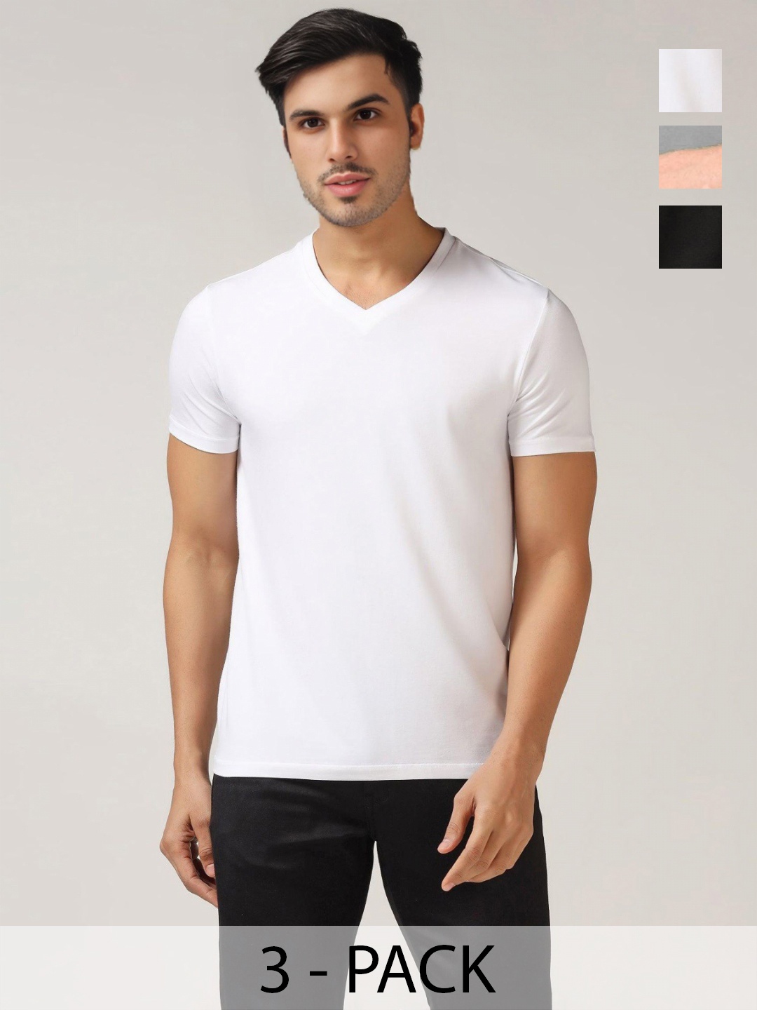 

Enciger Men 3 V-Neck T-shirt, Off white
