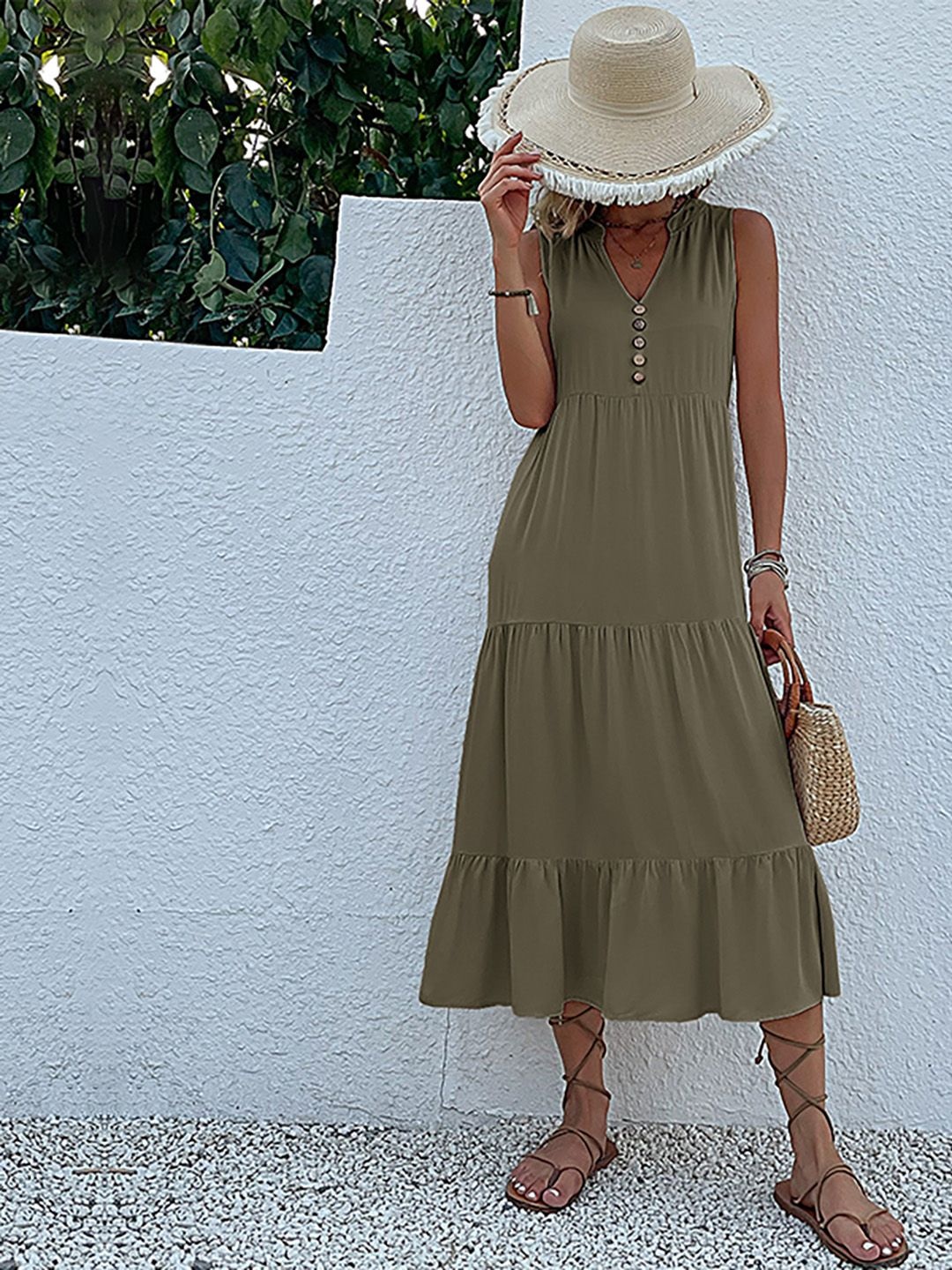 

JC Mode A-Line Midi Dress, Green