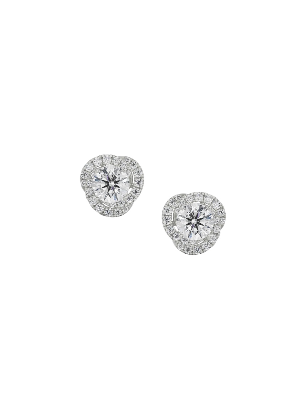 

Emori 1 CT Swirl Halo Earrings, White