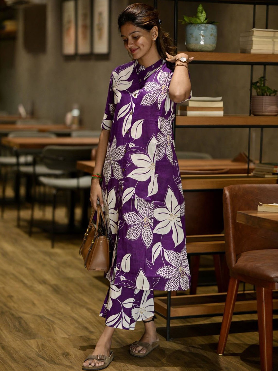 

Anni Designer Women Floral Printed Regular Kurta with Palazzos, Purple