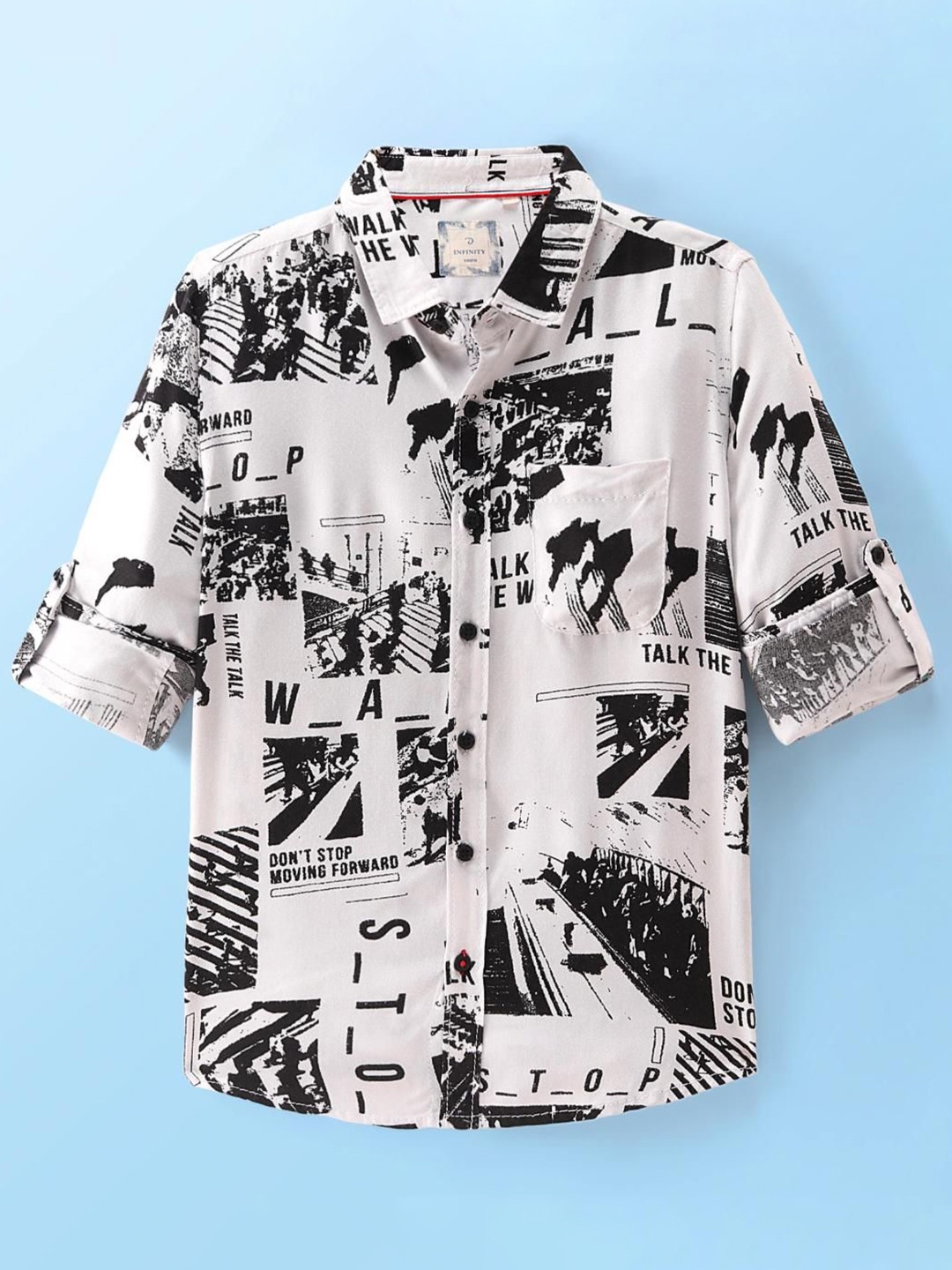 

Infinity Boys Opaque Printed Casual Shirt, White