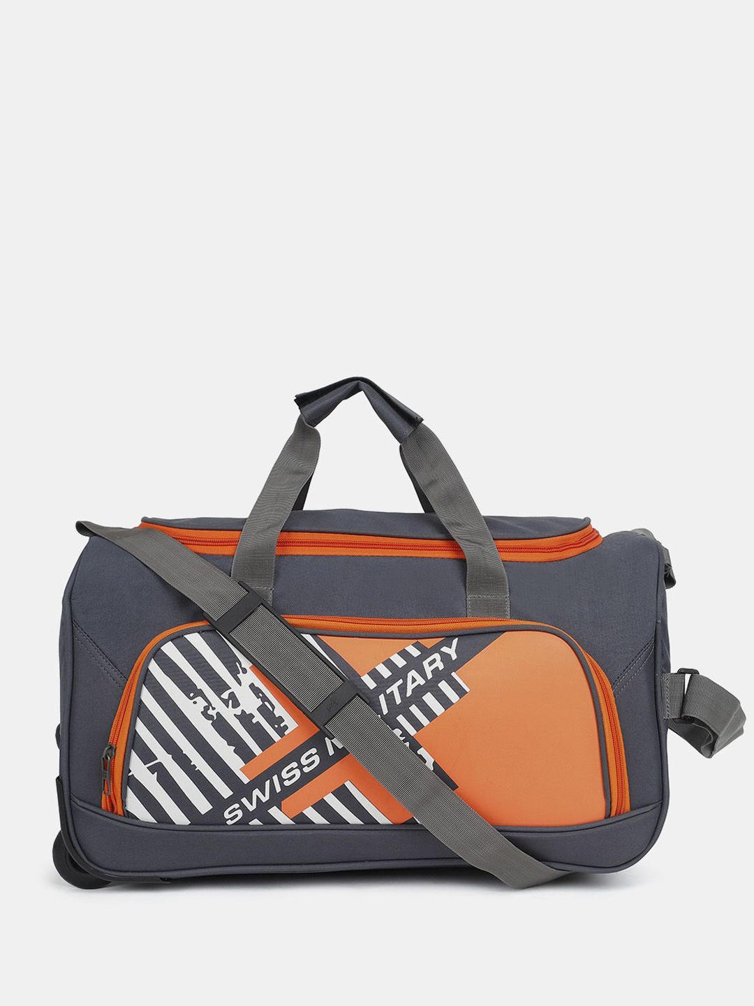 

SWISS MILITARY Printed Small Casual Duffel Bag, Grey