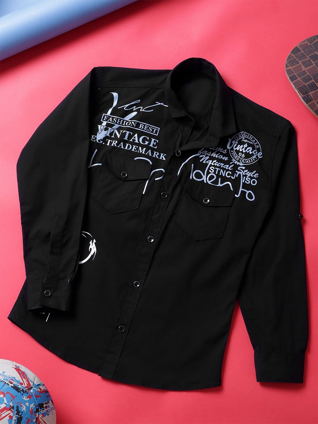 

YK Boys Opaque Casual Shirt, Black