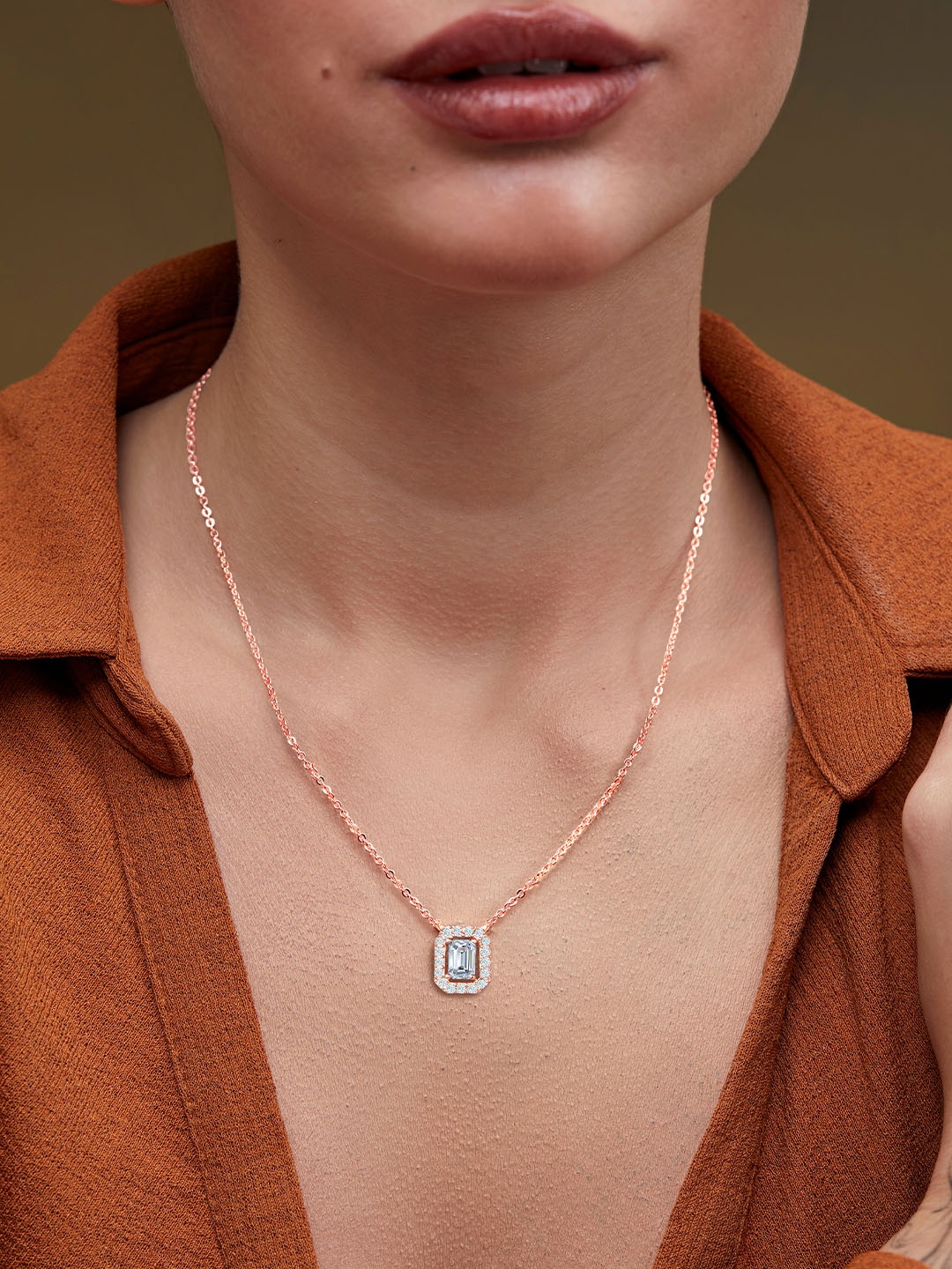 

MINUTIAE Rose Gold-Plated Crystals Studded Jewellery Set