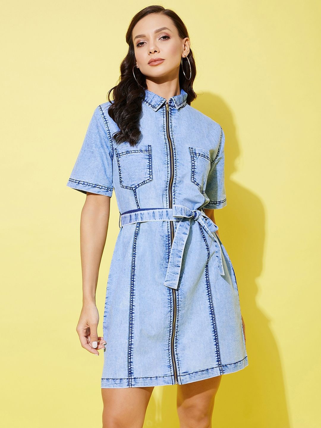 

Chemistry Denim Shirt Dress, Blue