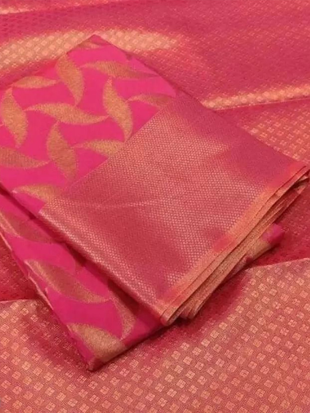 

KALINI Woven Design Zari Poly Georgette Banarasi Saree, Pink