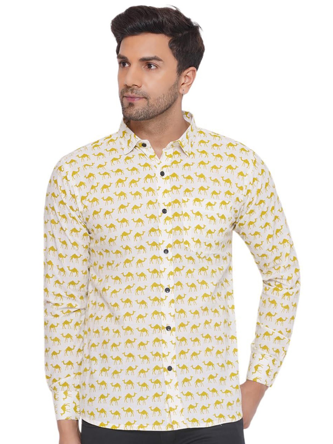 

VEERA PARIDHAAN Men Opaque Printed Casual Shirt, White