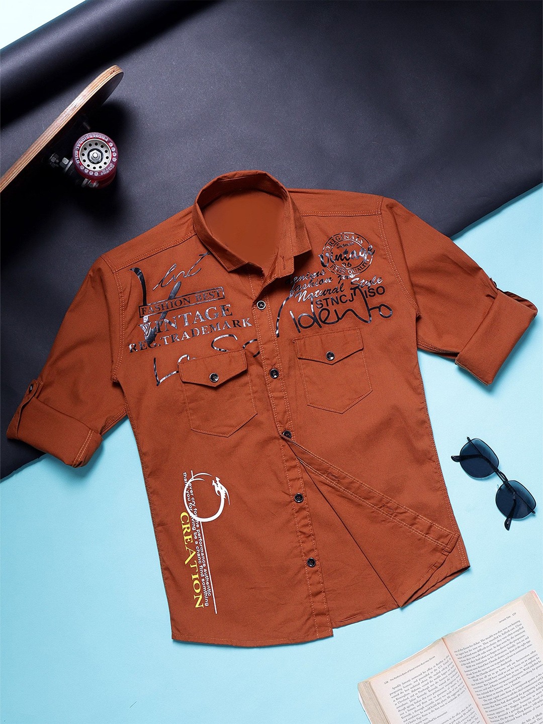 

YK Boys Opaque Casual Shirt, Orange