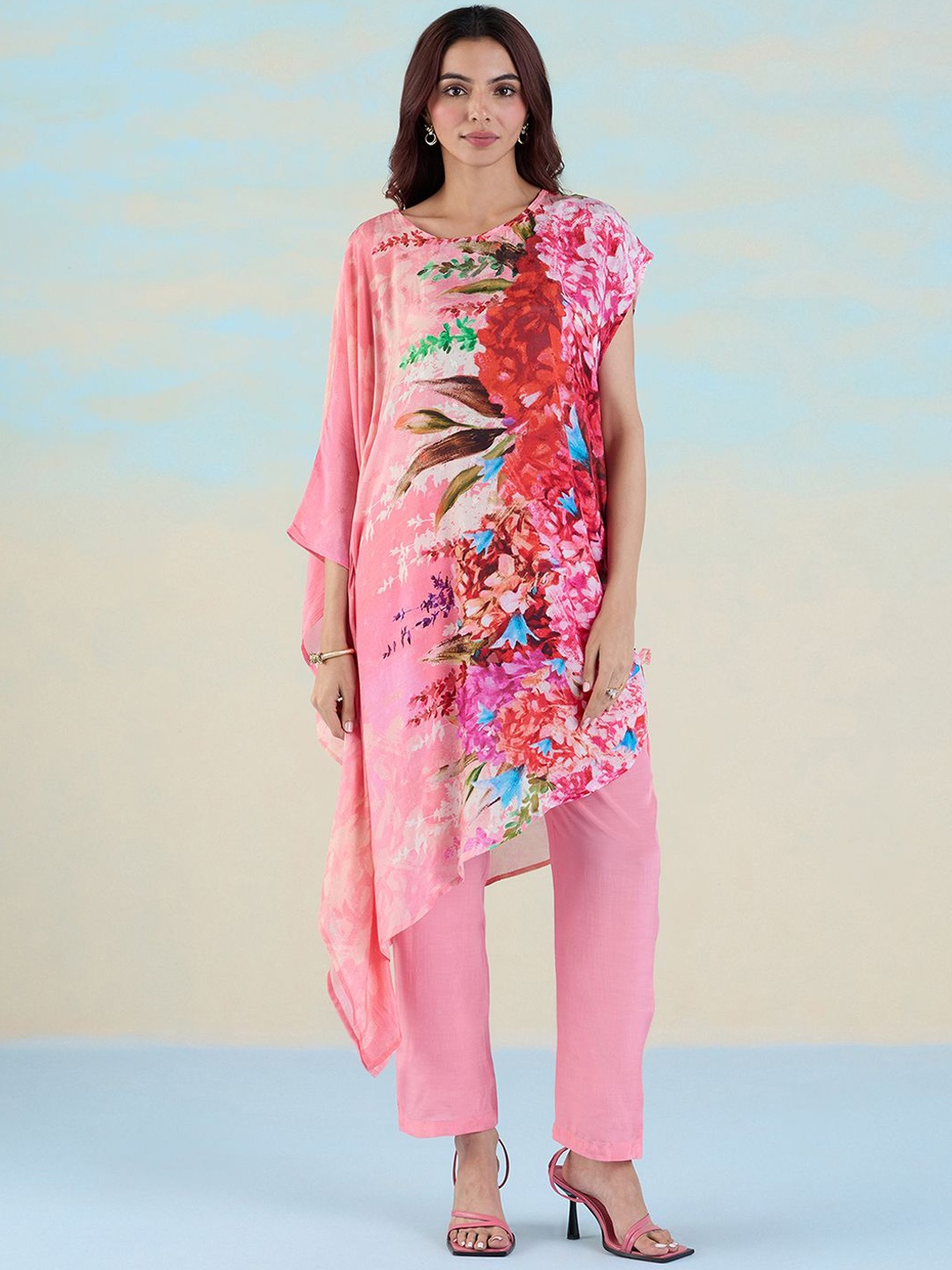

navyasa by liva Floral Printed Top With Trousers Co-Ords, Pink
