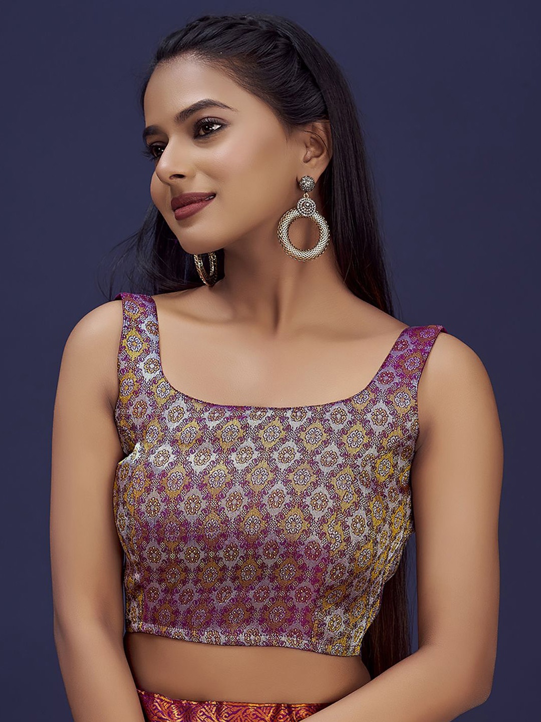 

DEVATITHI Woven Design Saree Blouse, Burgundy