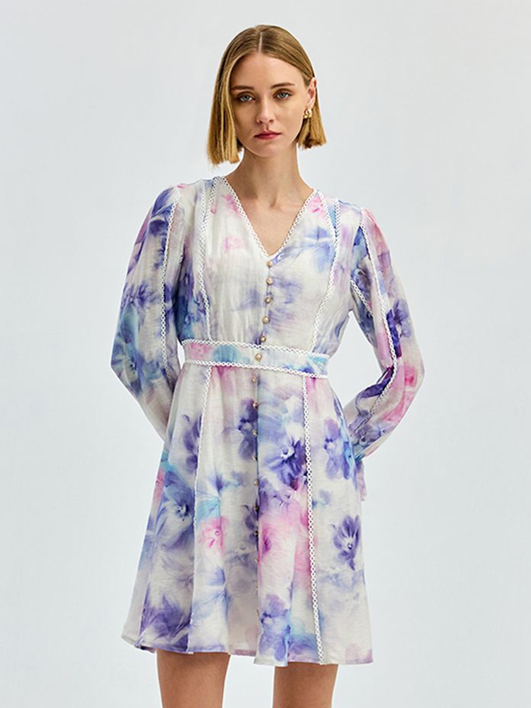 

COVER STORY Floral Print Fit & Flare Mini Dress, Purple
