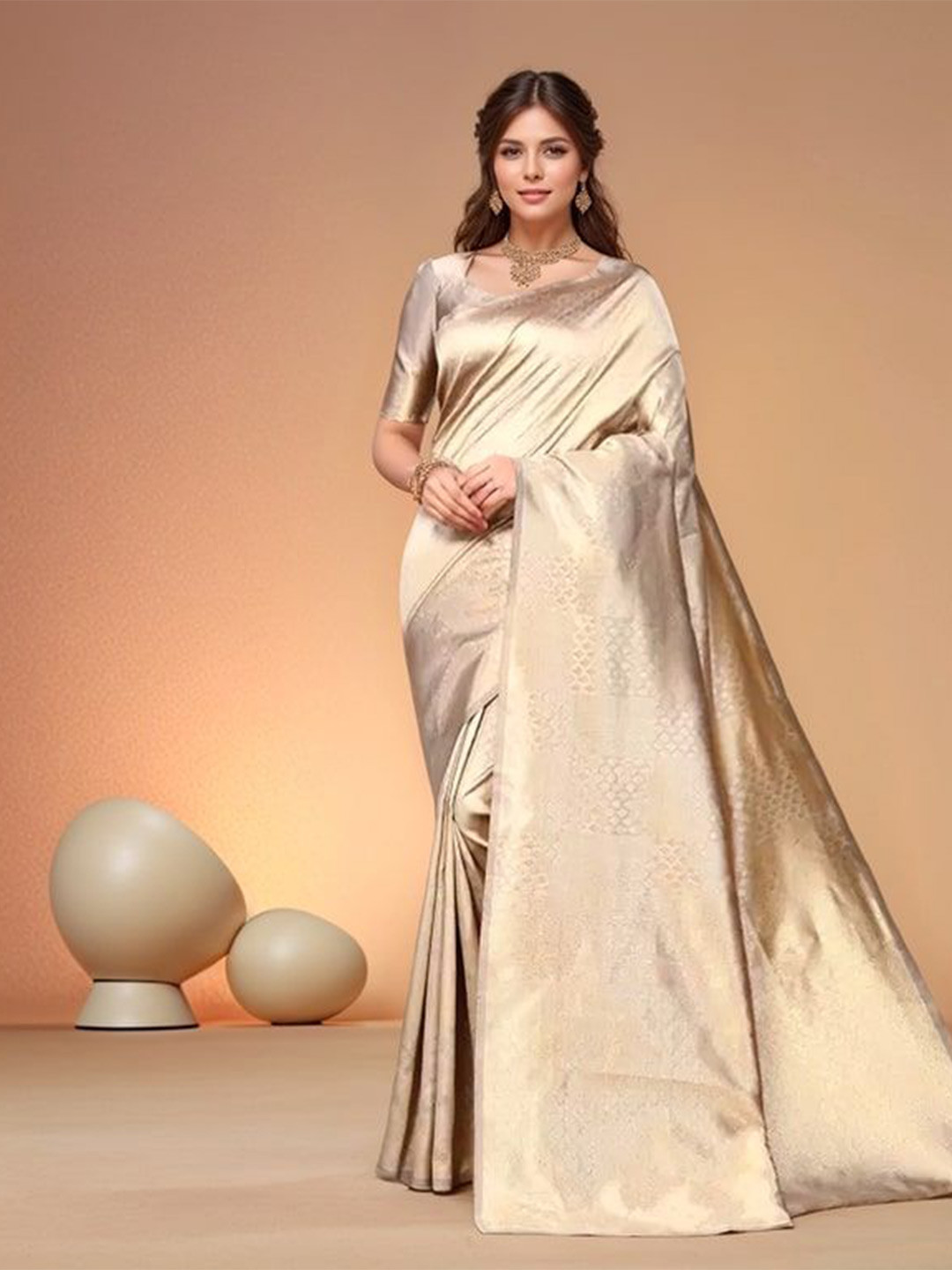 

Moda Rapido Woven Design Silk Blend Banarasi Saree, Grey