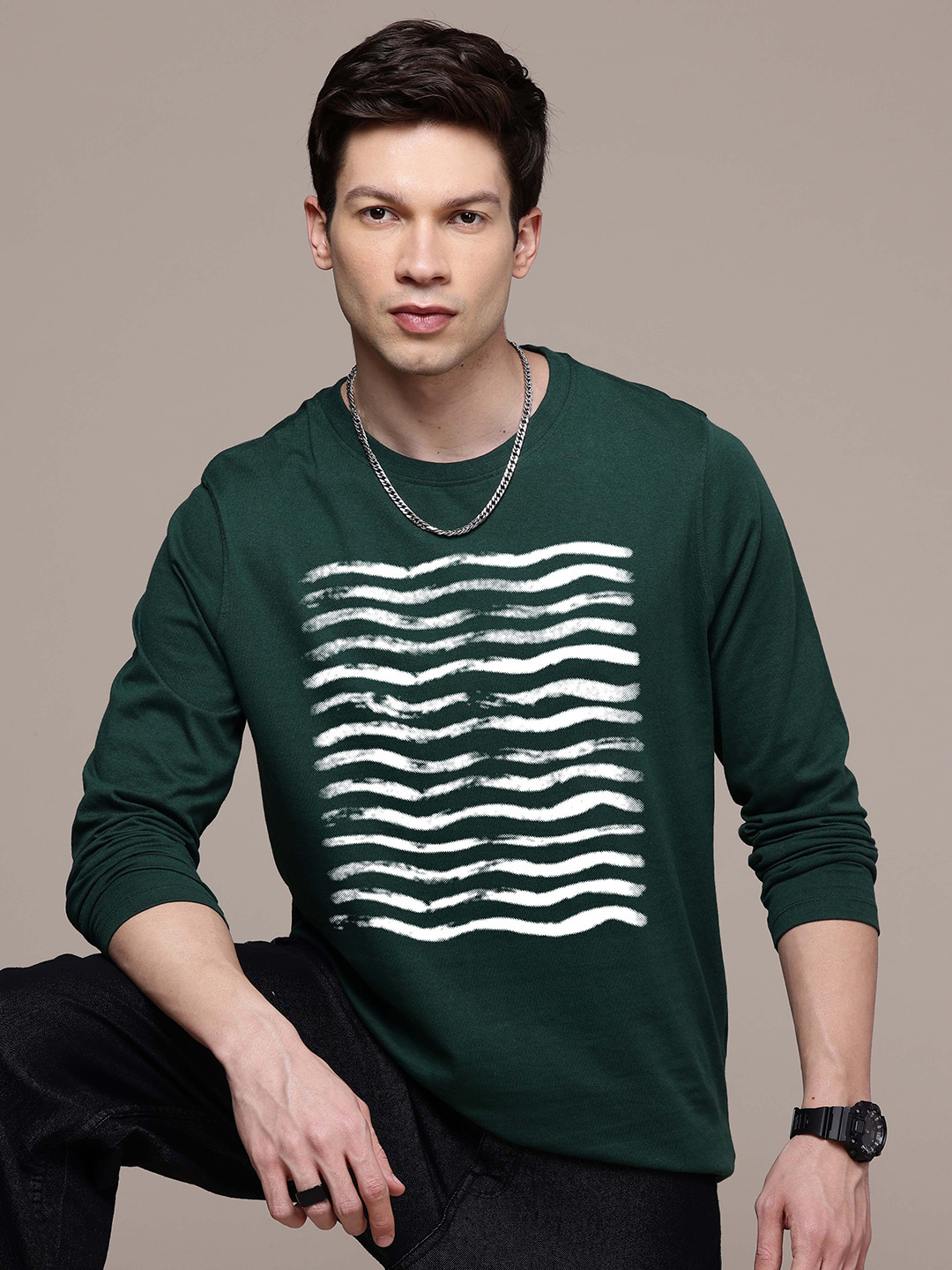 

Moda Rapido Men Printed T-shirt, Green