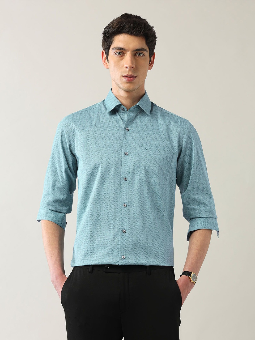 

Arrow Men Slim Fit Opaque Printed Formal Shirt, Green