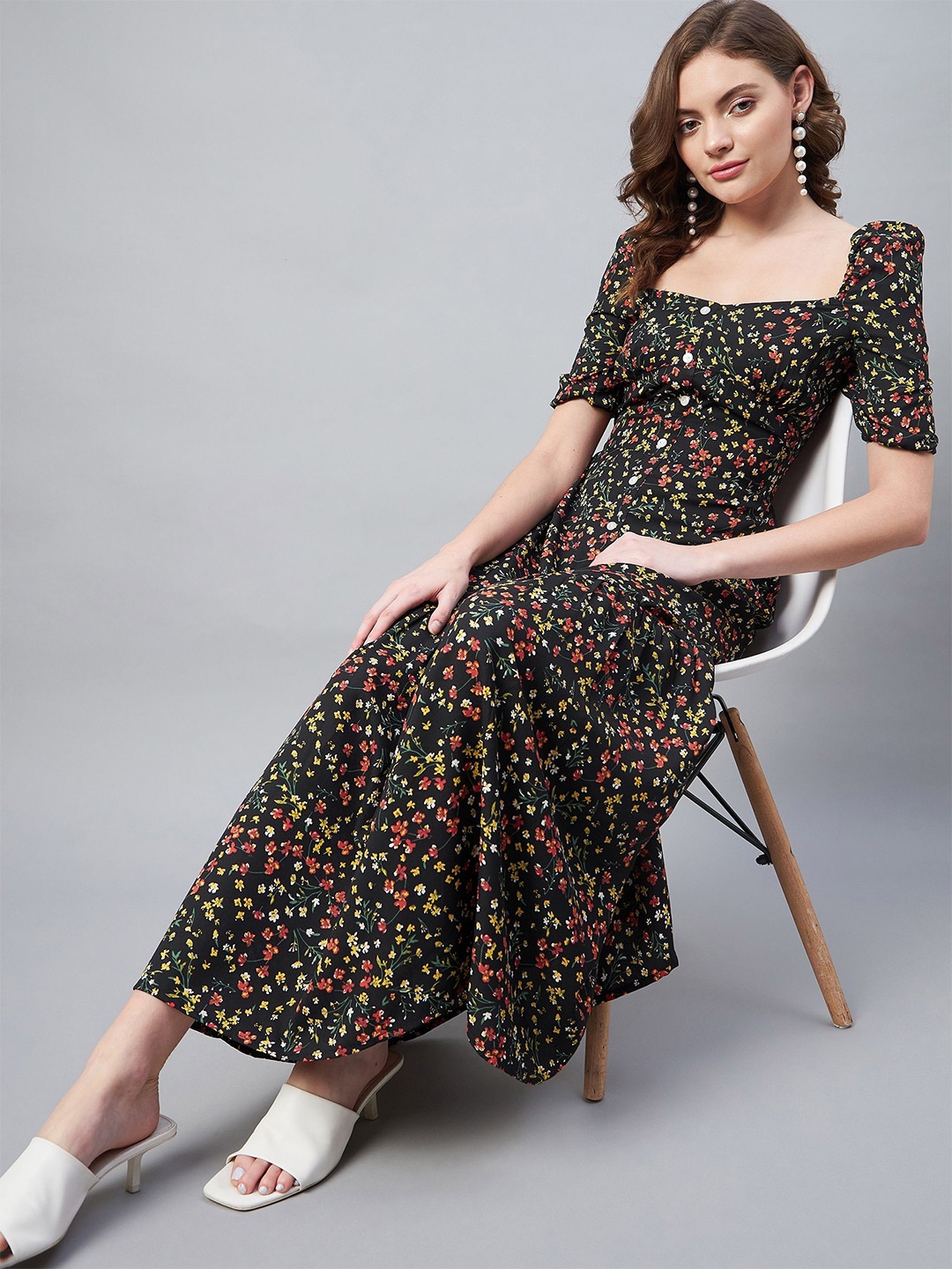 

Chemistry Floral Print Crepe Maxi Dress, Black