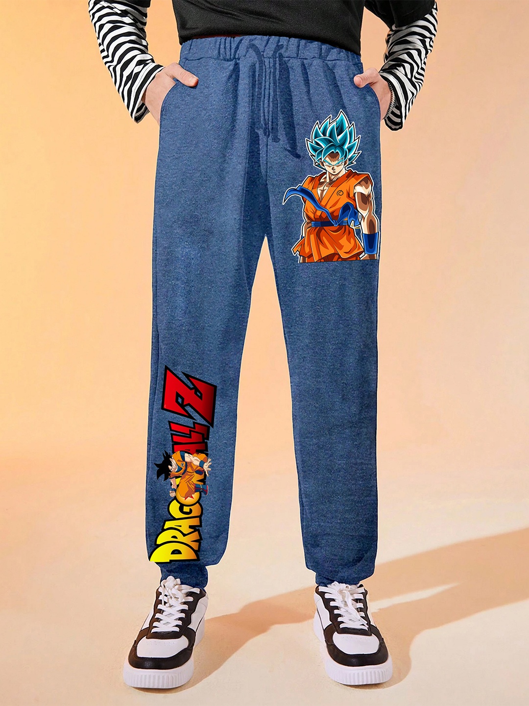 

LOCAVESTIR Boys Anime Printed Mid Rise Joggers, Blue