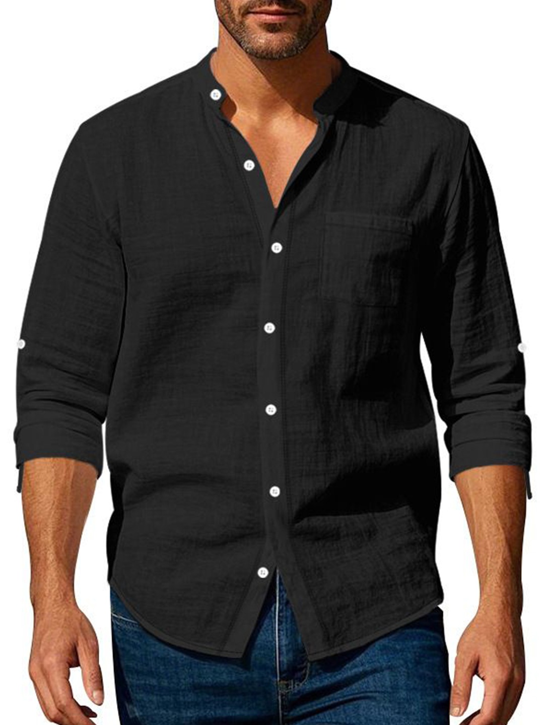 

StyleCast x Revolte Men Opaque Casual Shirt, Black