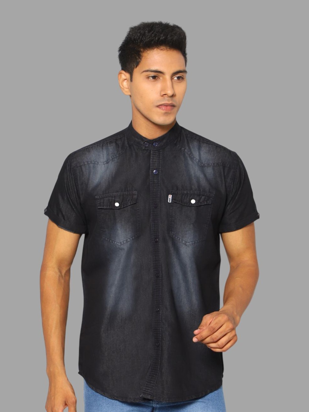 

FASHION GRAB Men Faded Opaque Casual Shirt, Black