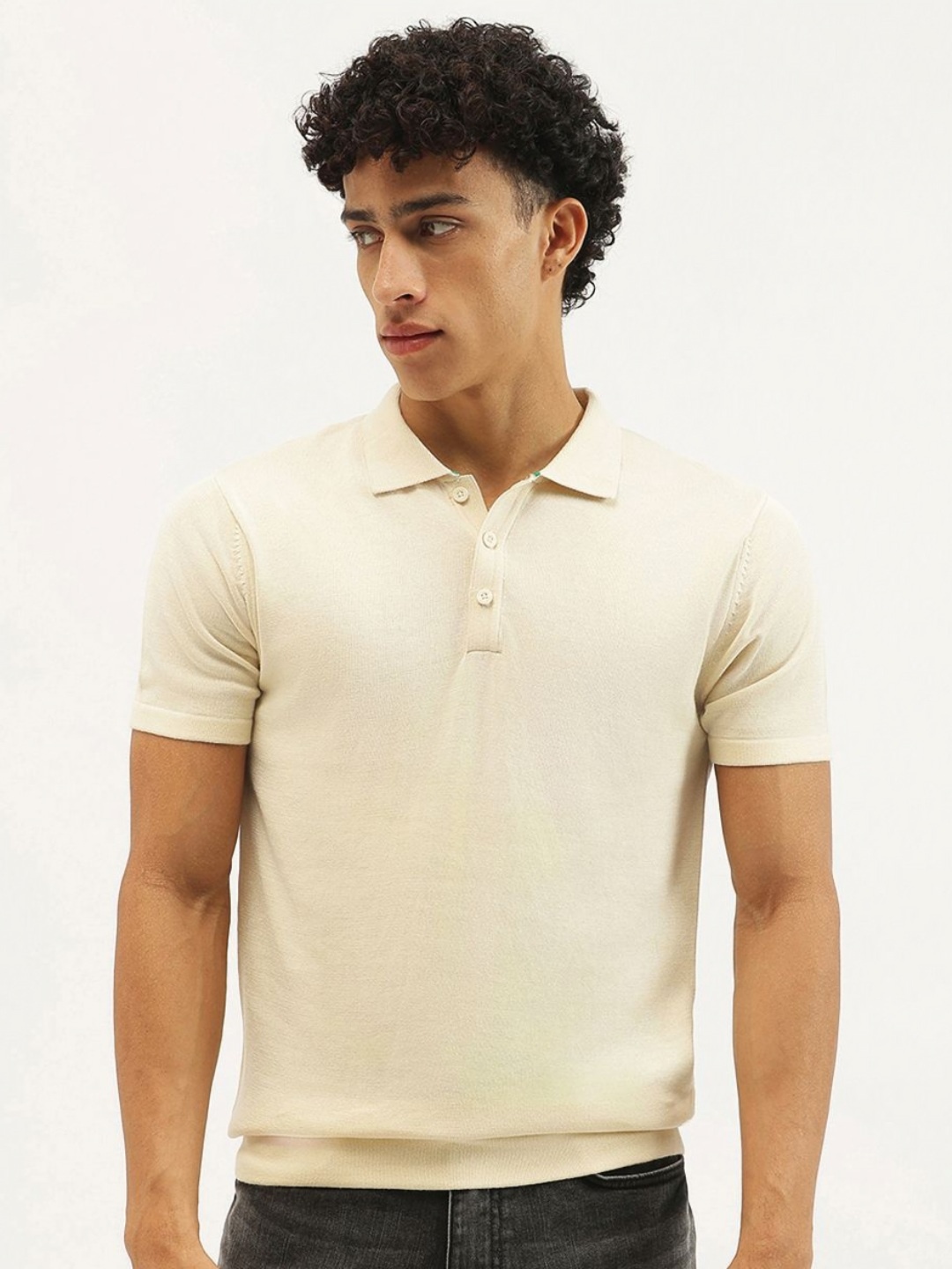 

United Colors of Benetton Men Polo Collar Pure Cotton Pockets T-shirt, Beige