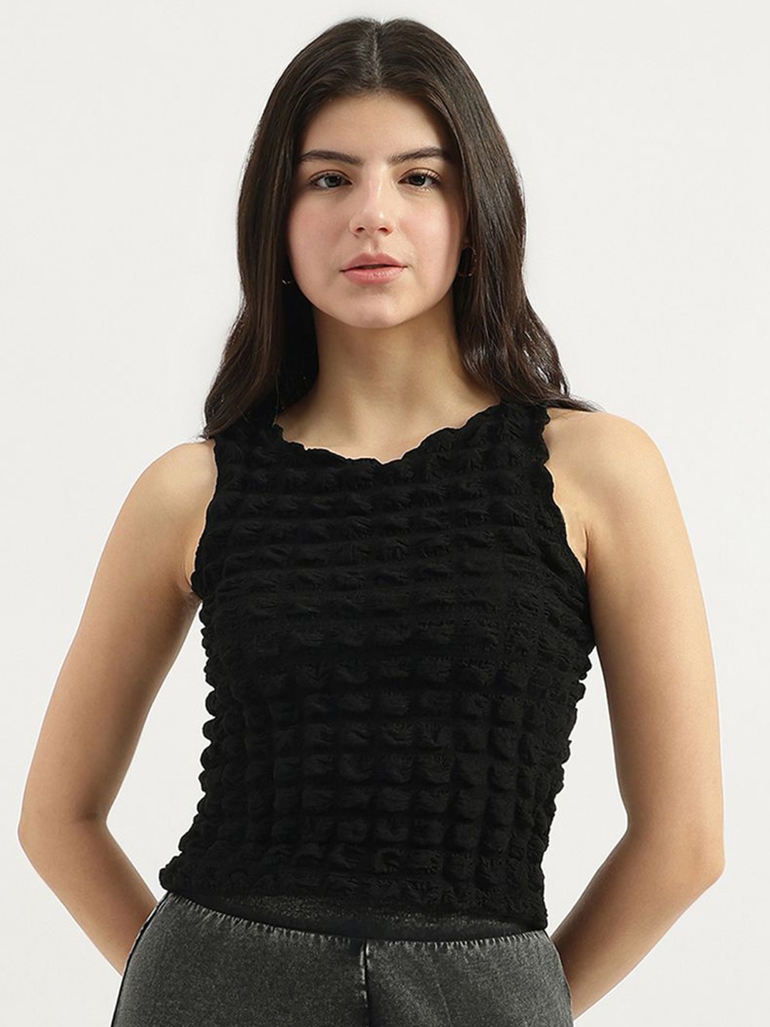 

United Colors of Benetton Print Top, Black