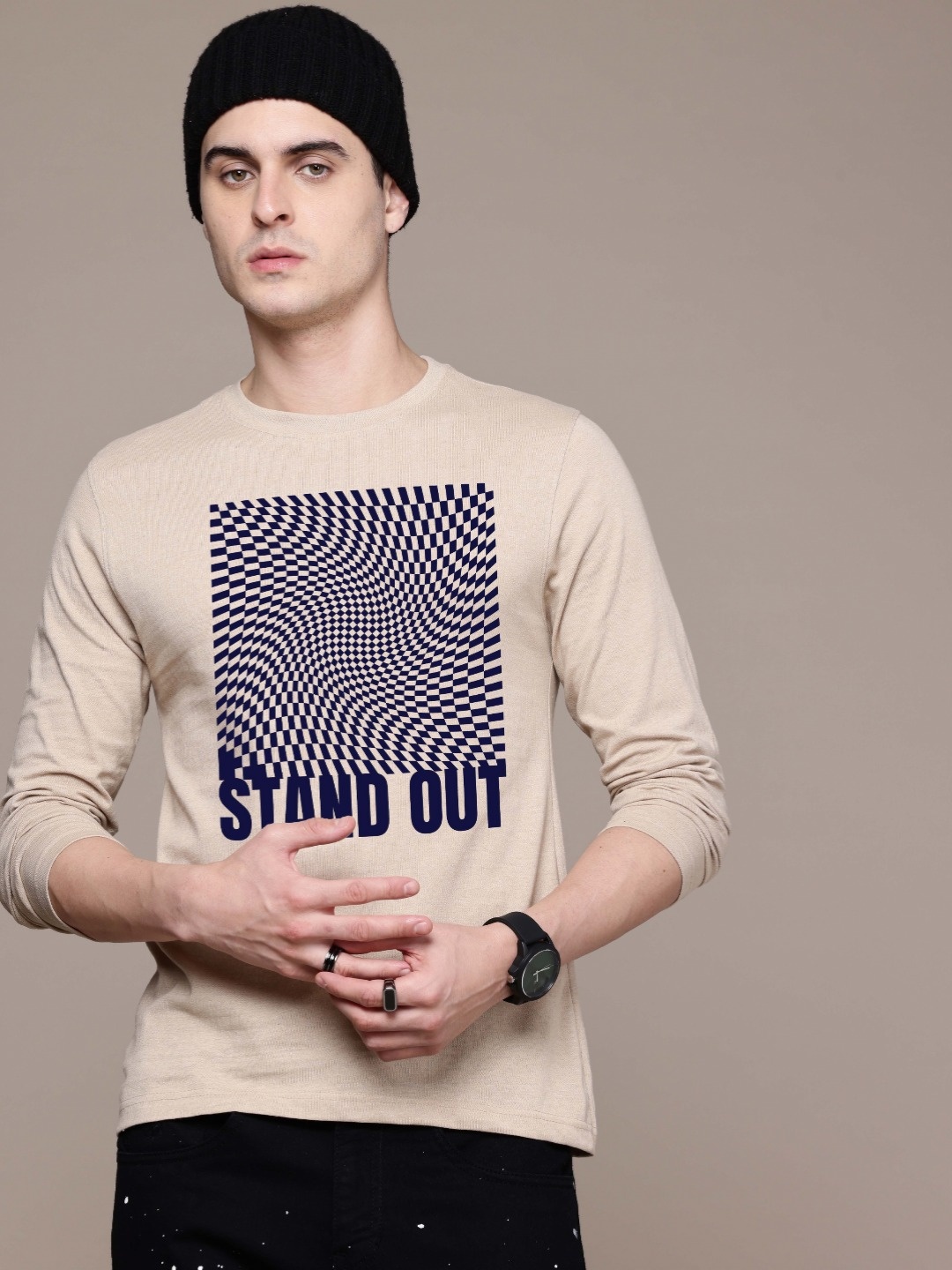 

Moda Rapido Men Printed T-shirt, Beige
