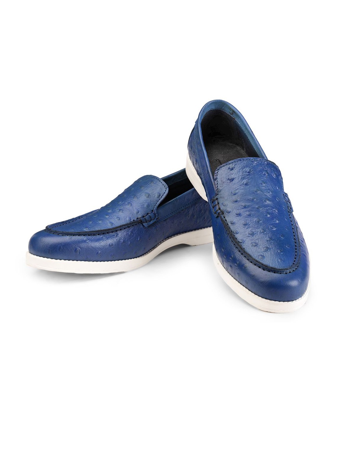 

SHUTIQ Men Printed Leather Loafers, Blue