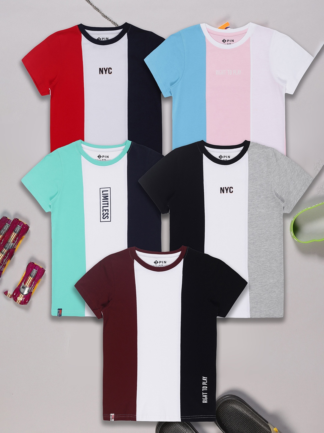 

3PIN Boys 5 Colourblocked T-shirt, Multi