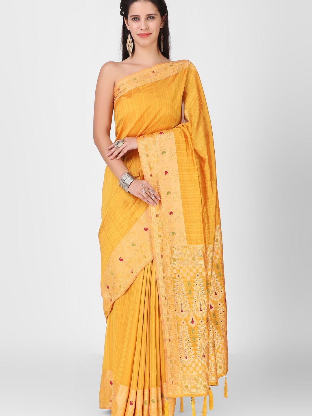 

Suha Woven Design Zari Art Silk Saree, Mustard