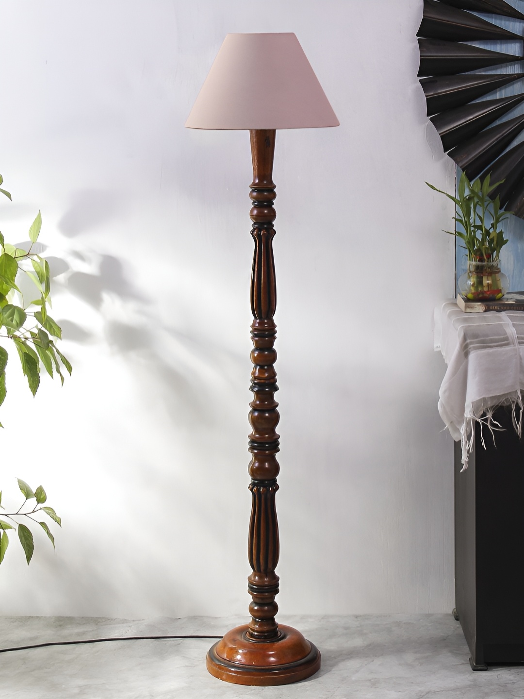 

Devansh Brown & Grey Wooden Floor Lamp With Shade