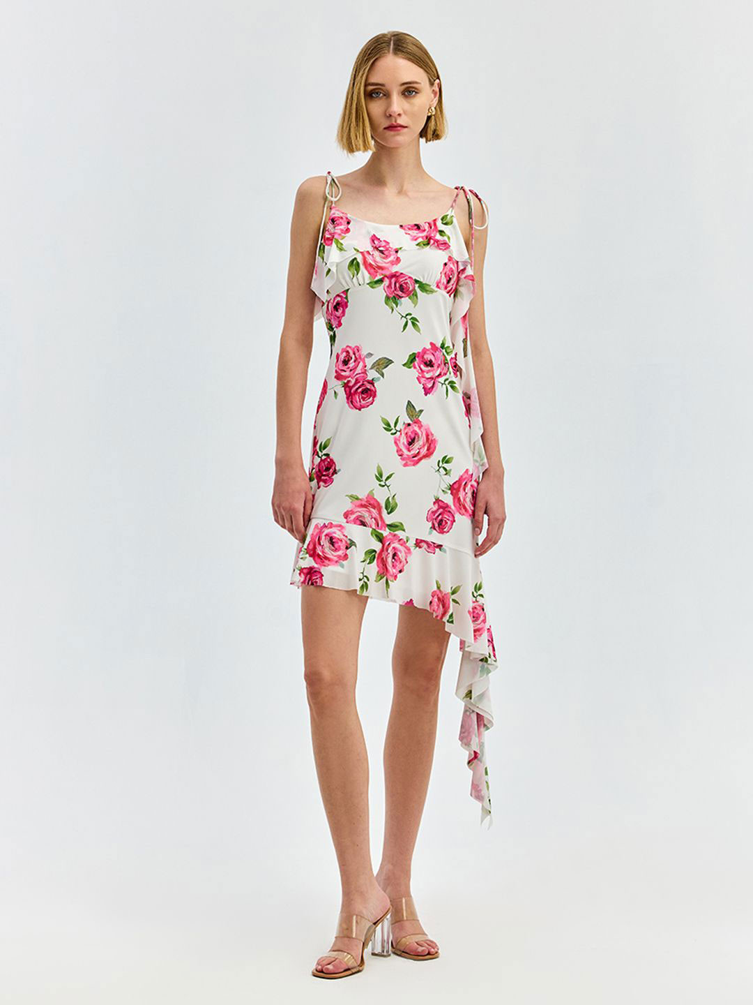 

COVER STORY Floral Print Bodycon Mini Dress, Off white