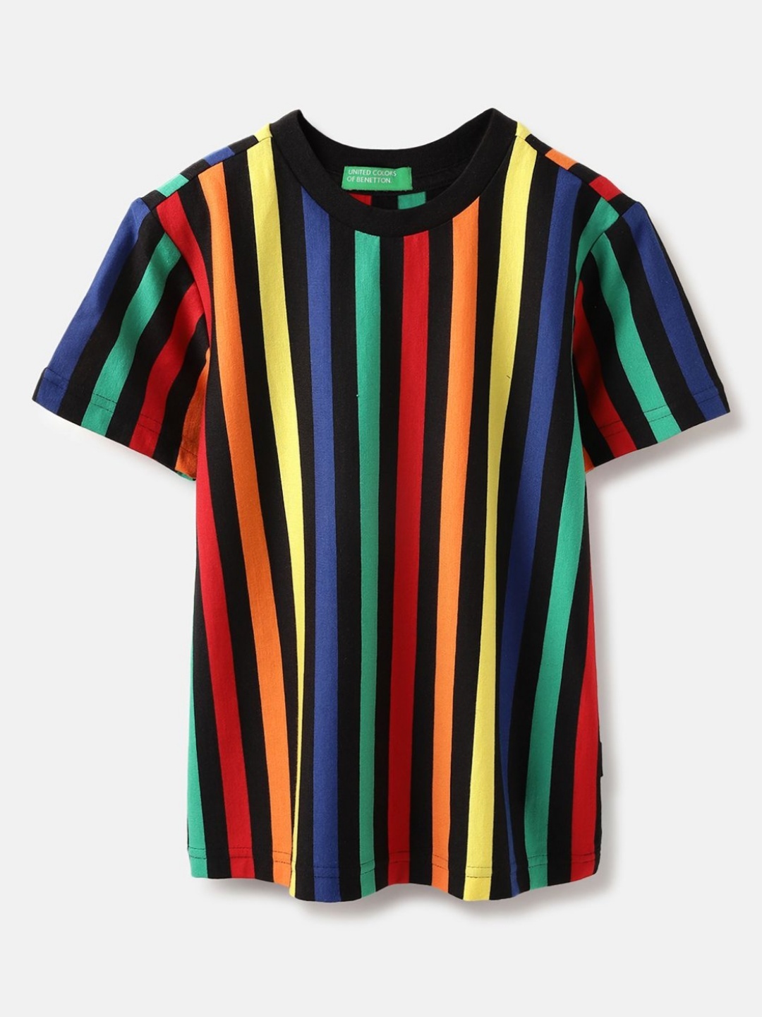 

United Colors of Benetton Boys Striped Pure Cotton T-shirt, Multi