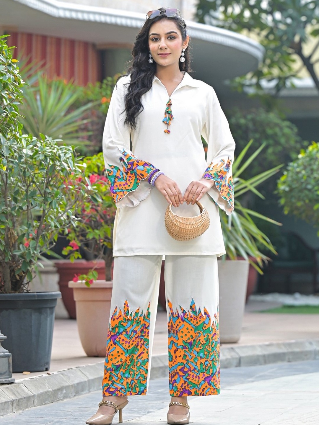 

AUTUMN LANE Pure Cotton Top & Trousers Co-Ords, White