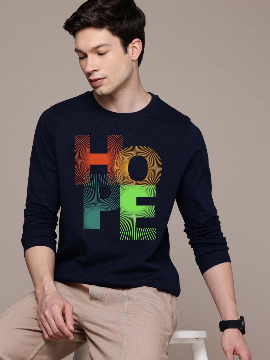 

Moda Rapido Men Printed T-shirt, Navy blue
