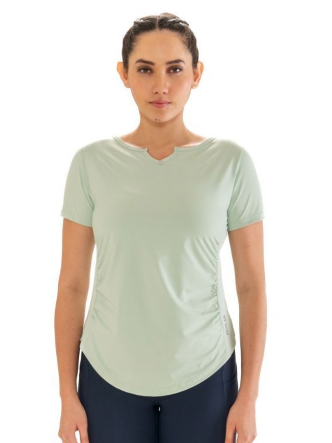 

STRCH Women High Neck Anti Odour Pockets T-shirt, Green