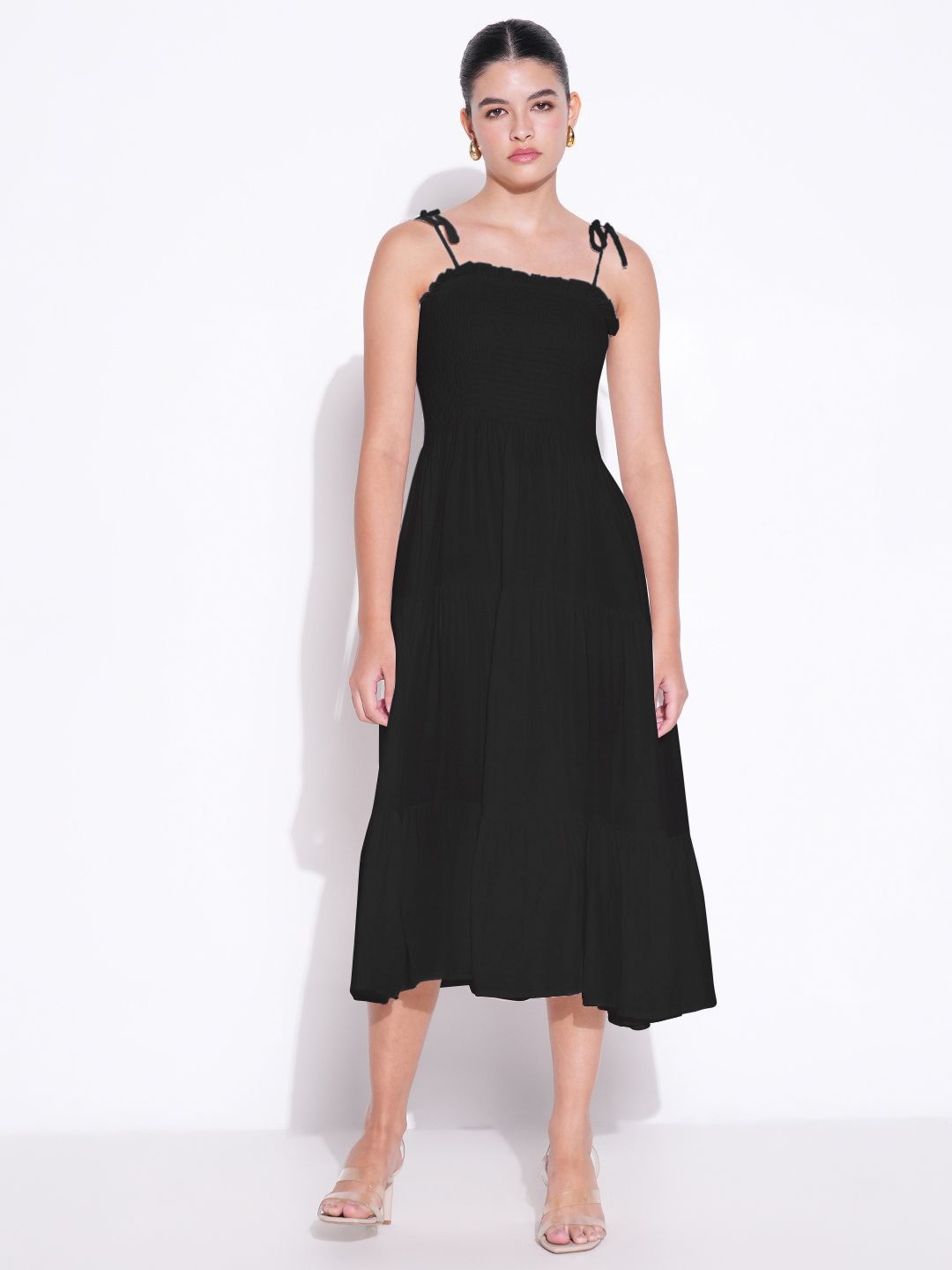 

SHOWOFF Fit & Flare Midi Dress, Black