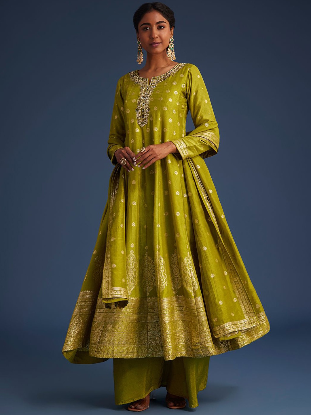 

KALKI Fashion Women Regular Kurta with Palazzos & With Dupatta, Green