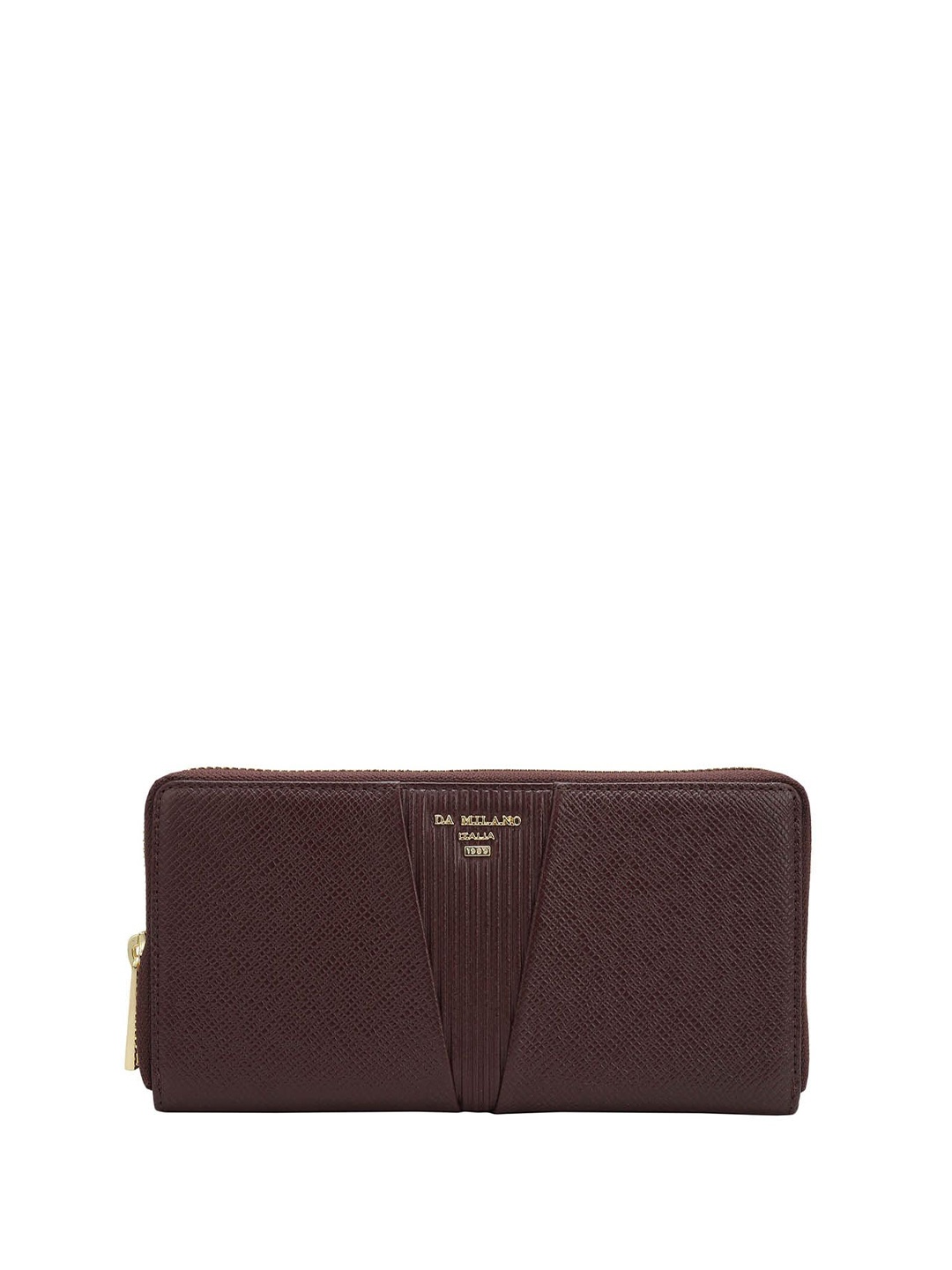 

Da Milano Women Textured Leather Zip Around Wallet, Burgundy