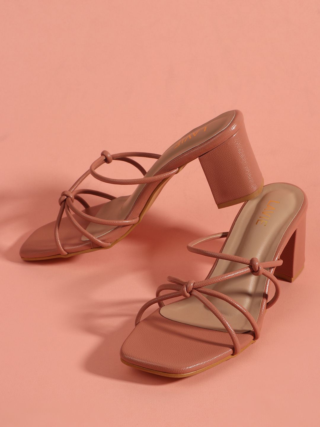 

Lavie Party Block Sandals with Bows, Peach