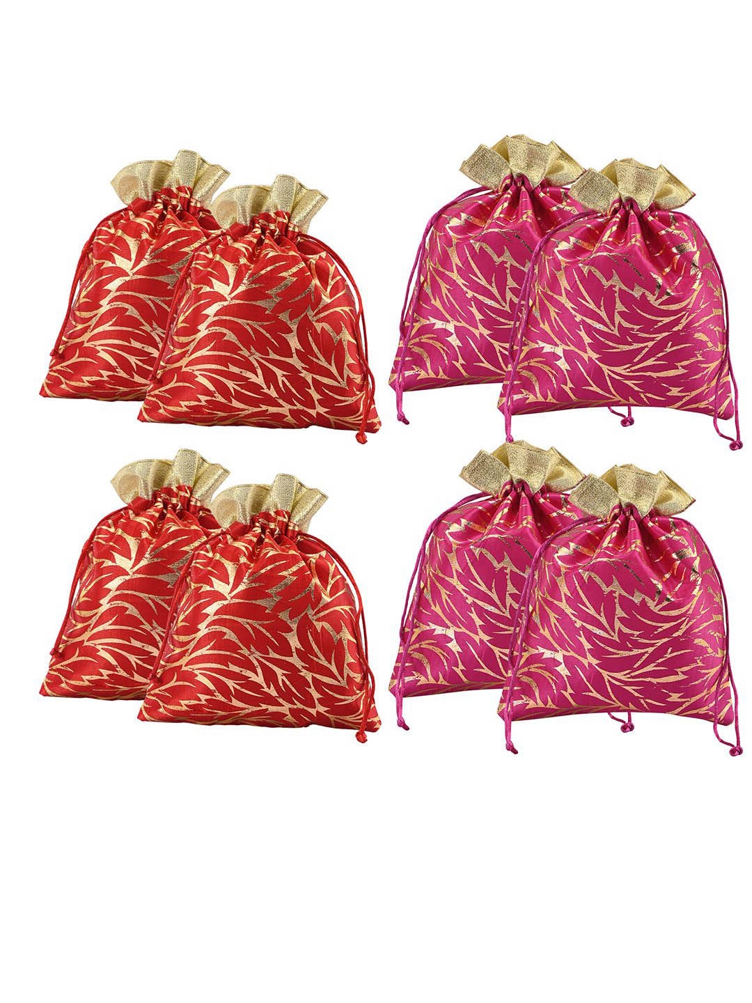 

Kuber Industries 8 Pcs Potli Bag For Women & Girls Printed Potli Clutch, Red