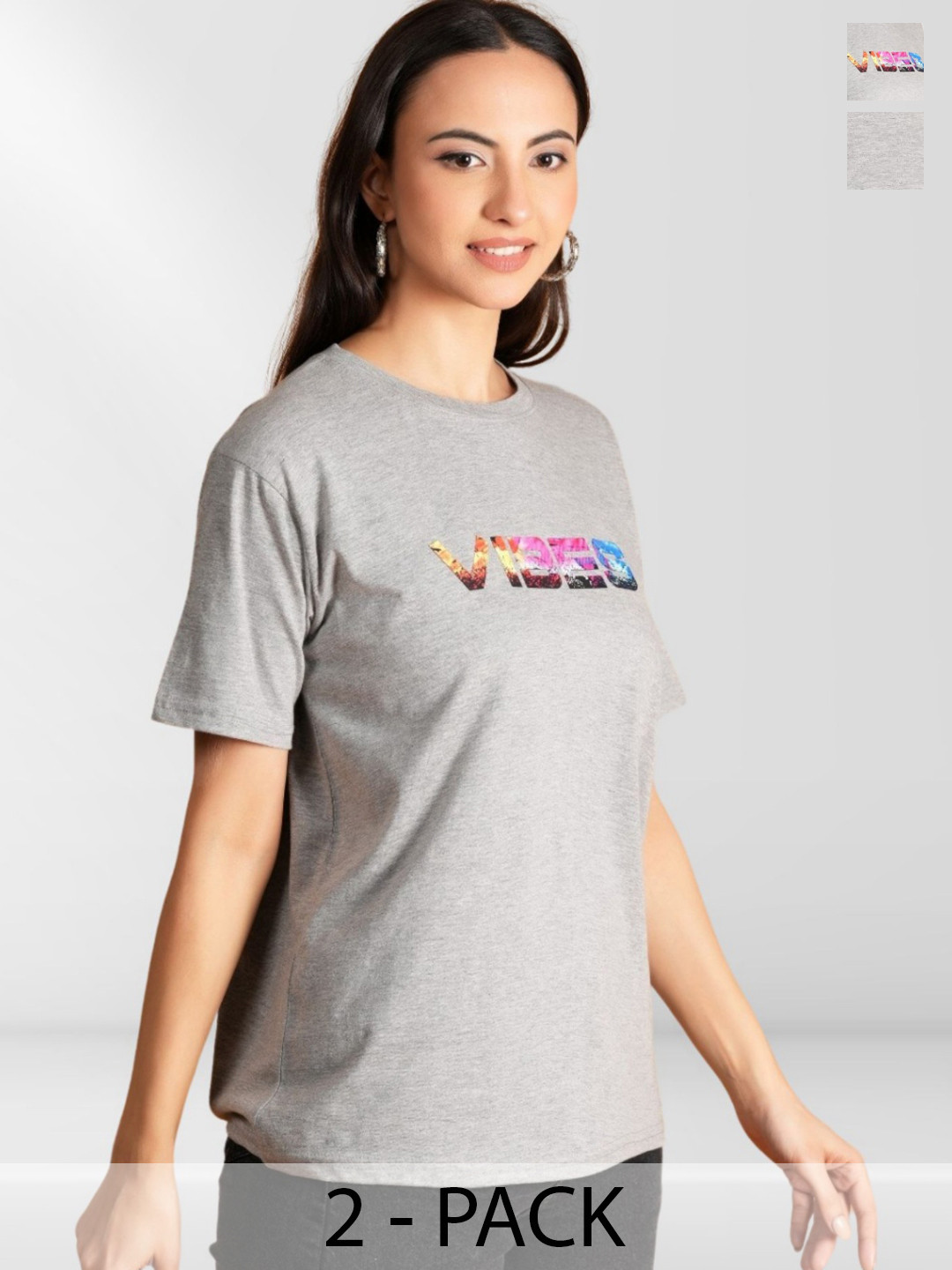 

Metronaut Women 2 Printed Extended Sleeves Applique T-shirt, Multi
