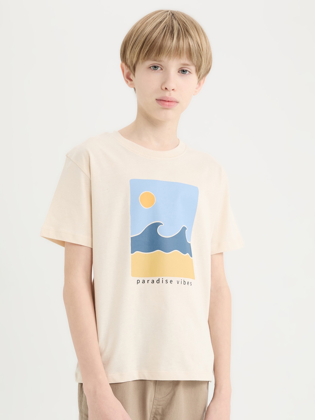 

DeFacto Boys Typography Printed Pockets T-shirt, Na