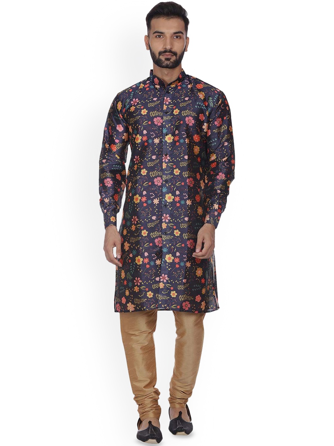 

VEERA PARIDHAAN Men Floral Printed Regular Kurta with Pyjamas, Blue