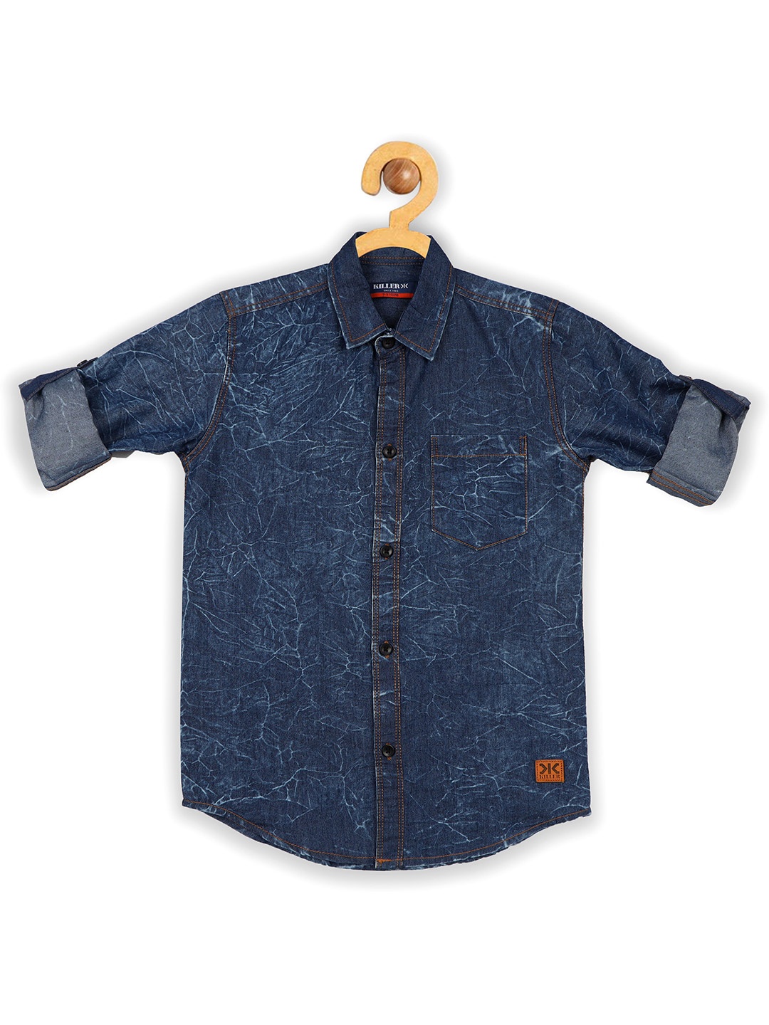 

Killer Boys Straight Slim Fit Opaque Printed Casual Shirt, Blue