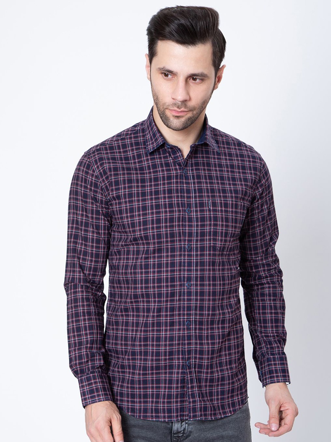

Sparky Men Opaque Checked Casual Shirt, Multi