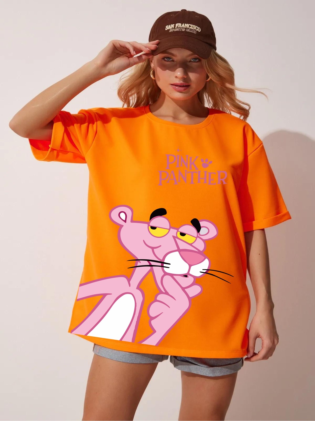 

RAYACLOSET Women Printed Applique T-shirt, Orange
