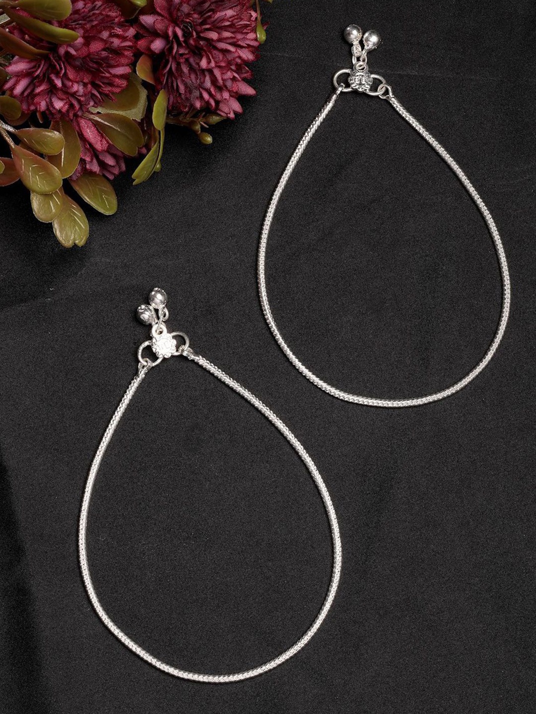 

Anouk Women Set of 2 Silver-Plated Anklets