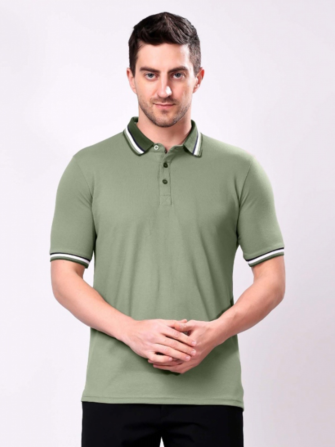 

London Hills Men Polo Collar T-shirt, Green